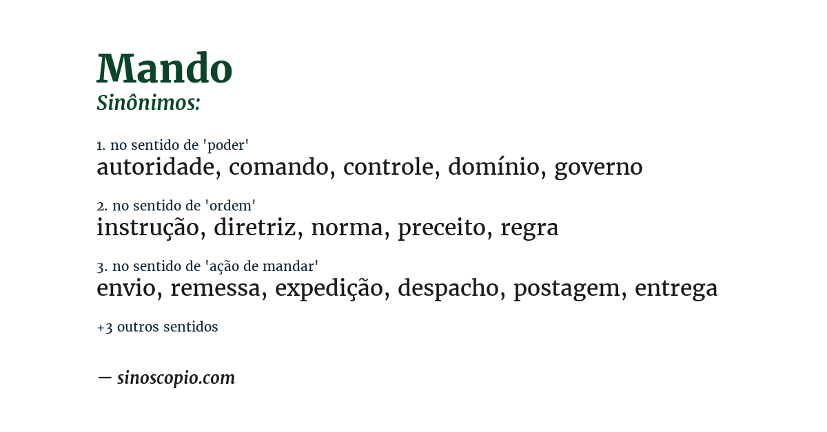 Sinônimo de mando