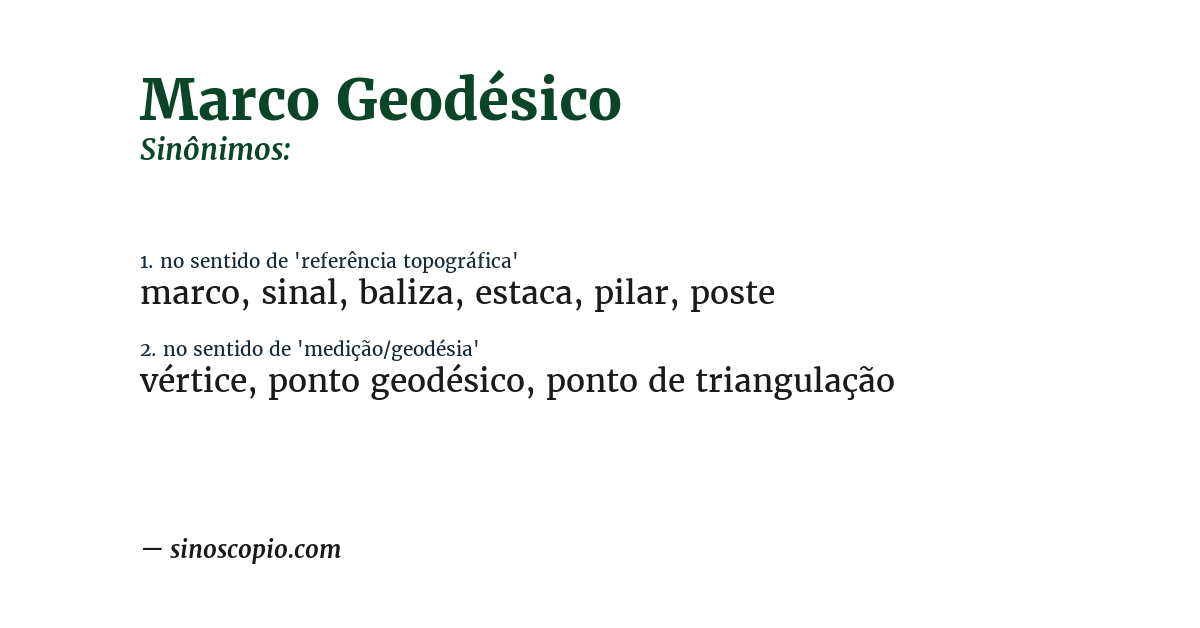 Sinônimo de marco geodésico