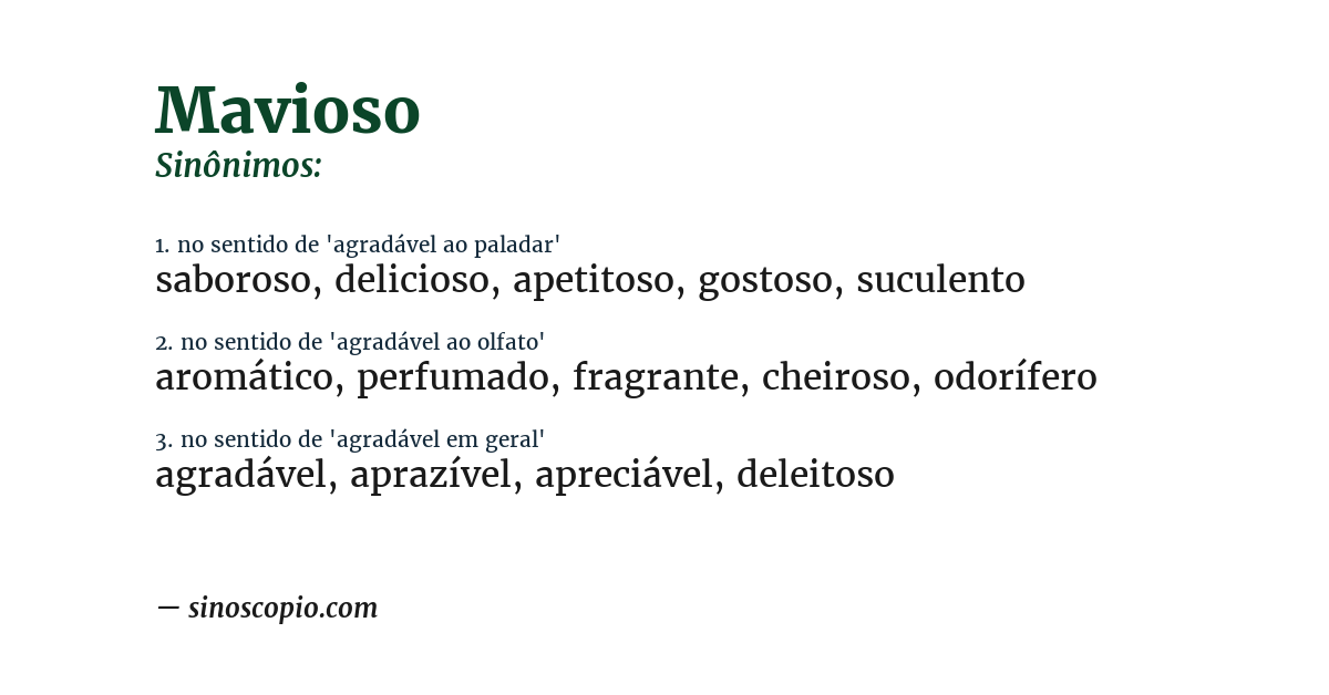 Sinônimo de mavioso