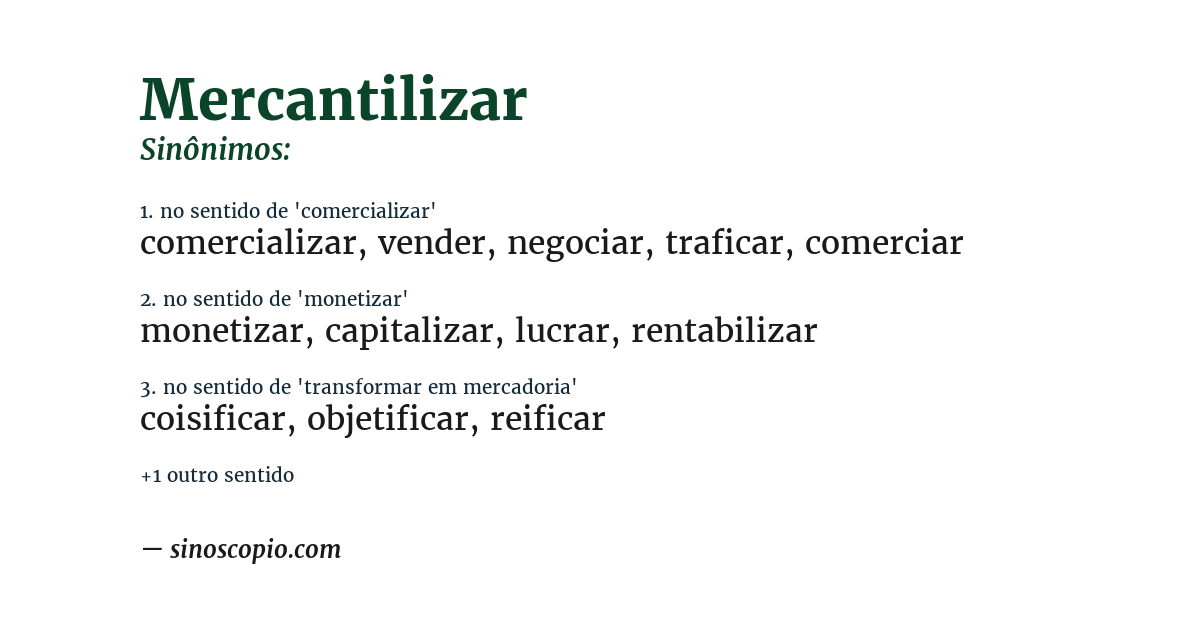 Sinônimo de mercantilizar