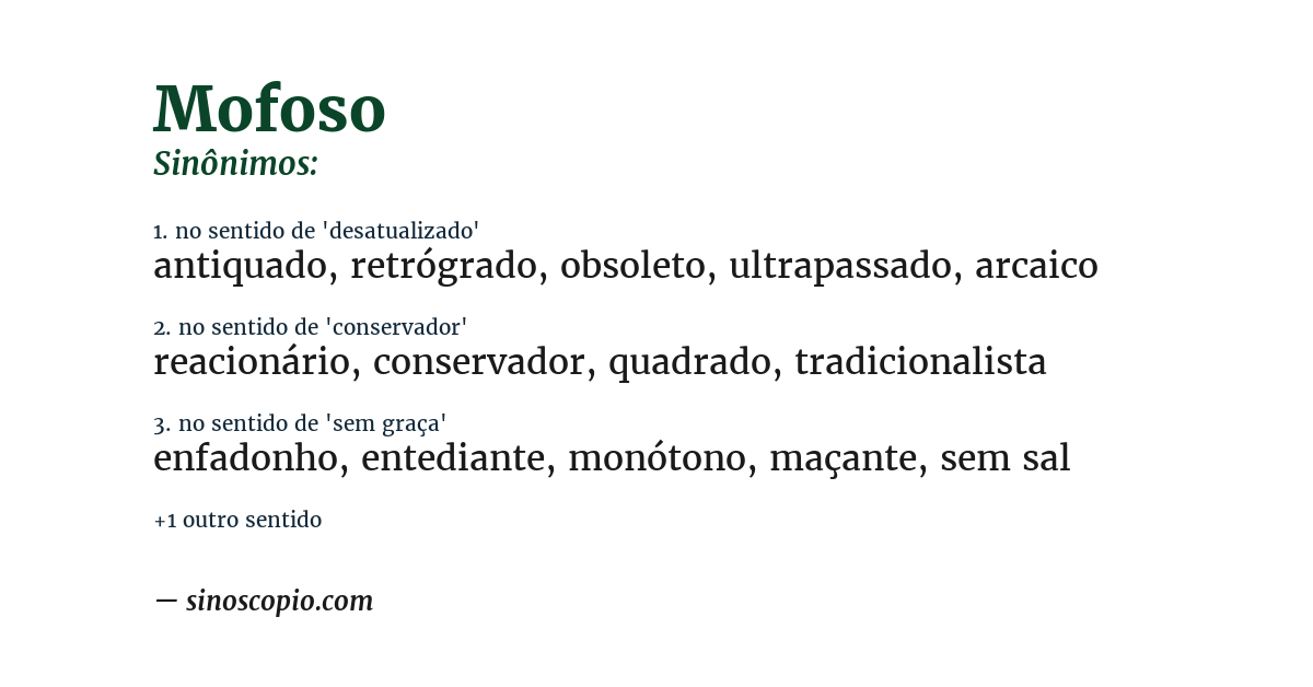 Sinônimo de mofoso