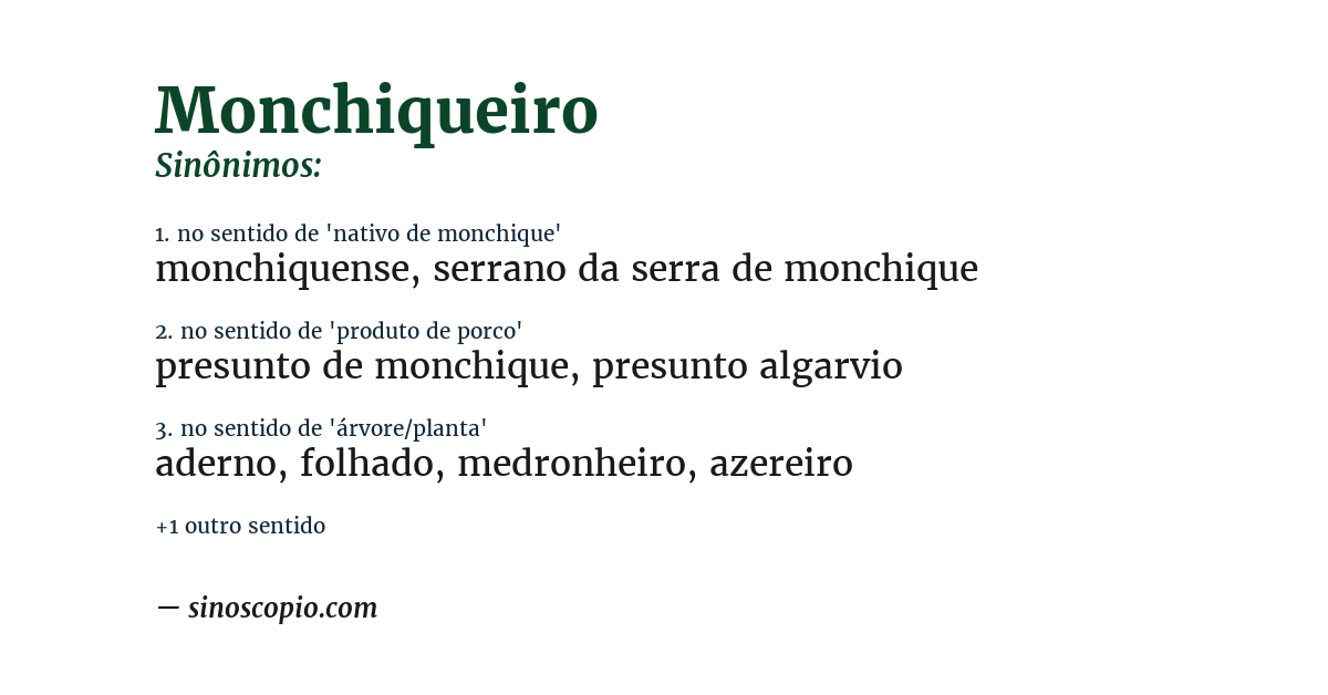 Sinônimo de monchiqueiro