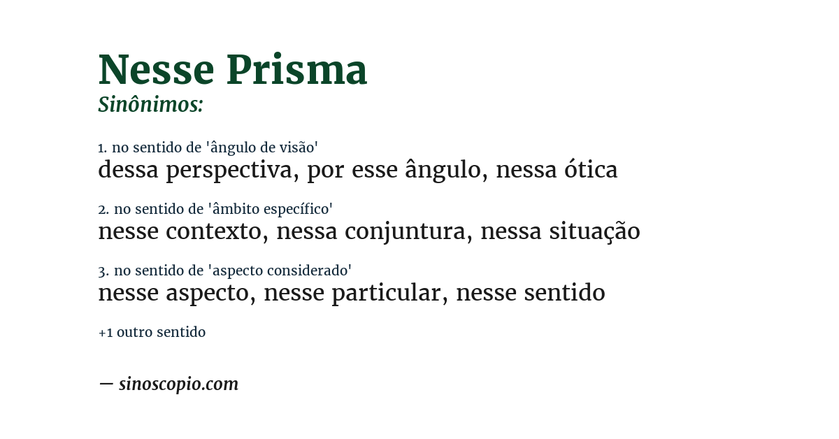 Sinônimo de nesse prisma