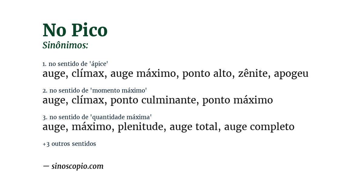 Sinônimo de no pico