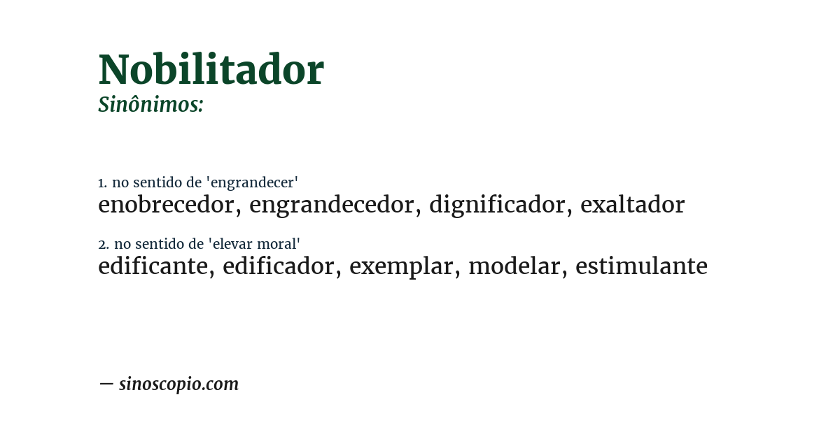 Sinônimo de nobilitador