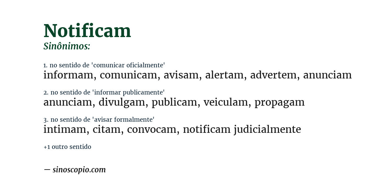 Sinônimo de notificam