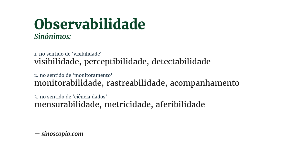 Sinônimo de observabilidade