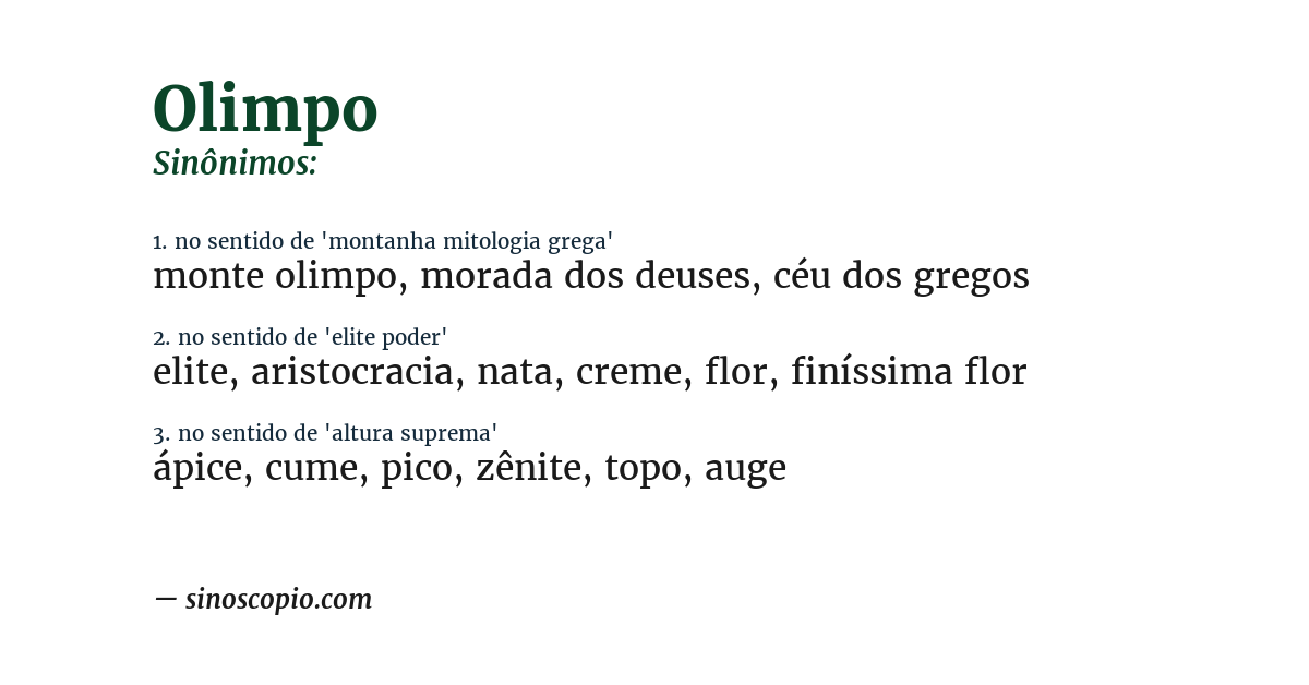 Sinônimo de olimpo