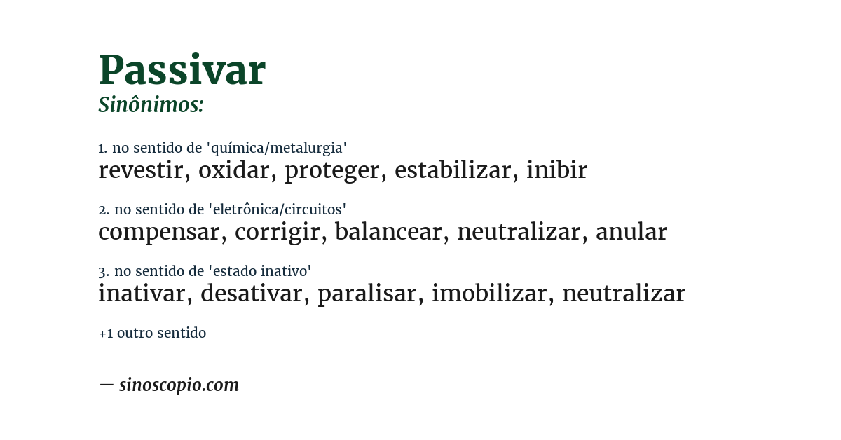 Sinônimo de passivar