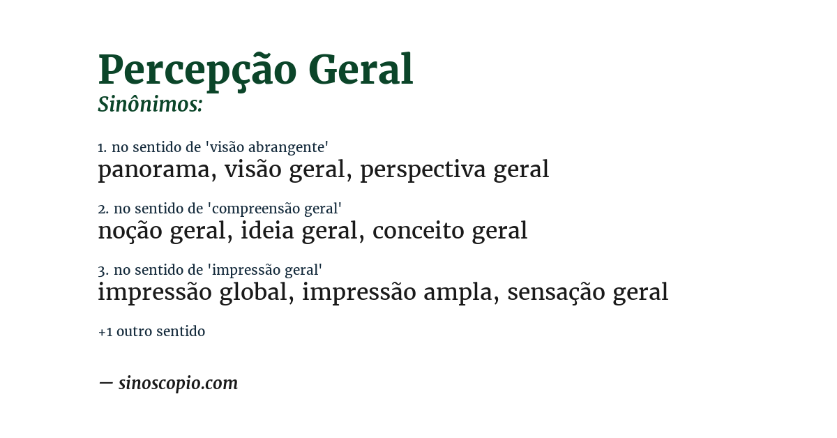 Sinônimo de percepção geral