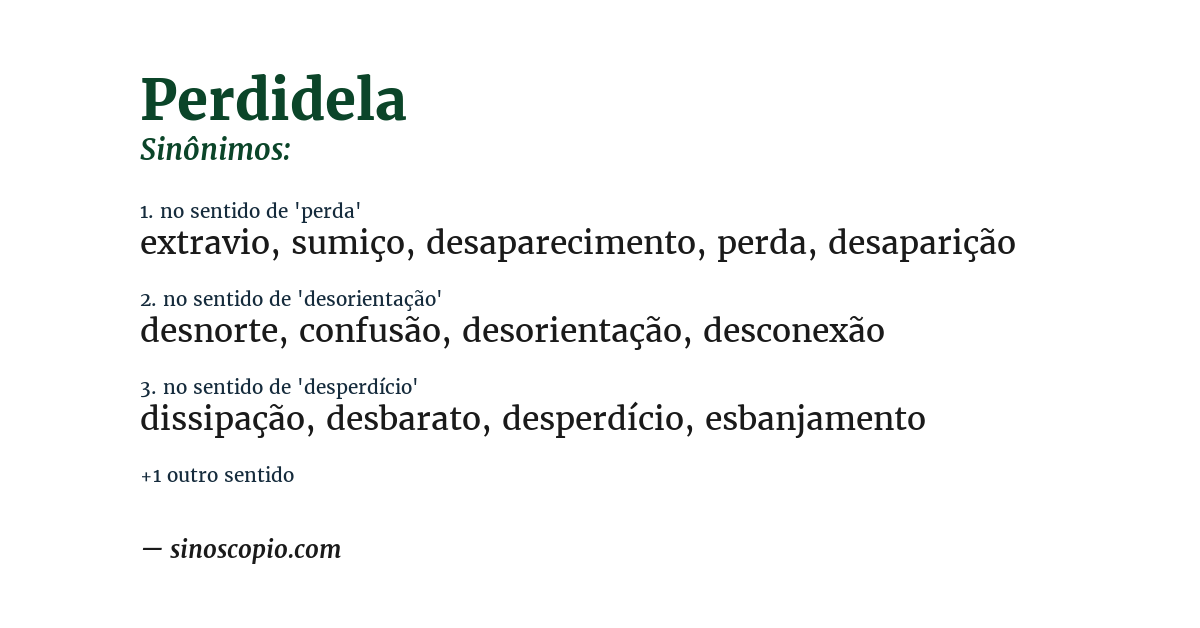 Sinônimo de perdidela