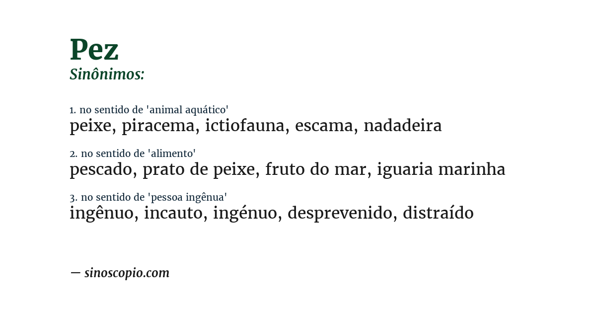 Sinônimo de pez