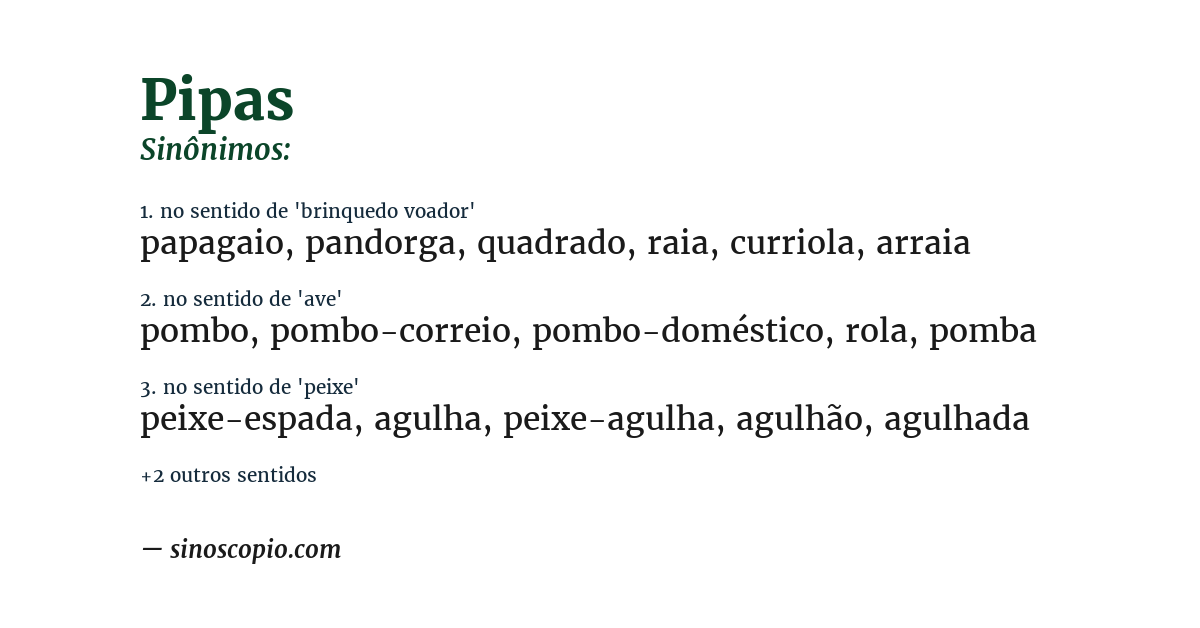 Sinônimo de pipas