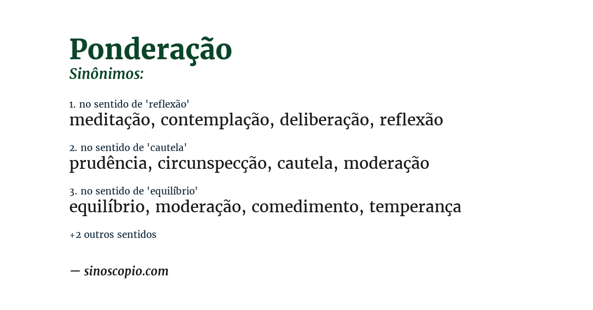 Sinônimo de ponderação