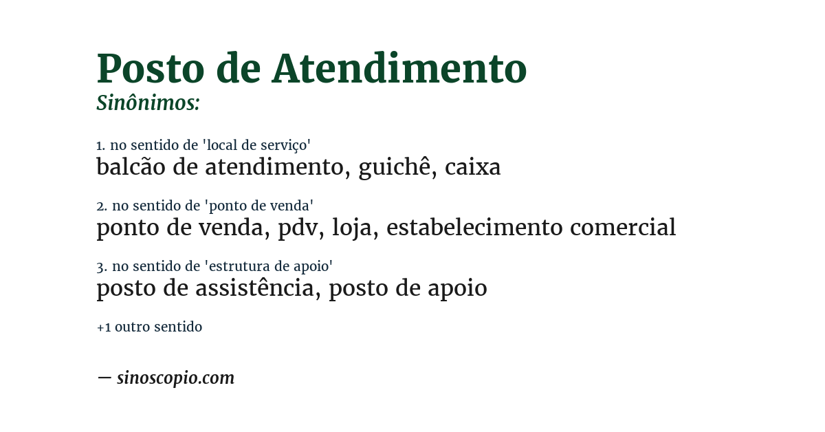Sinônimo de posto de atendimento