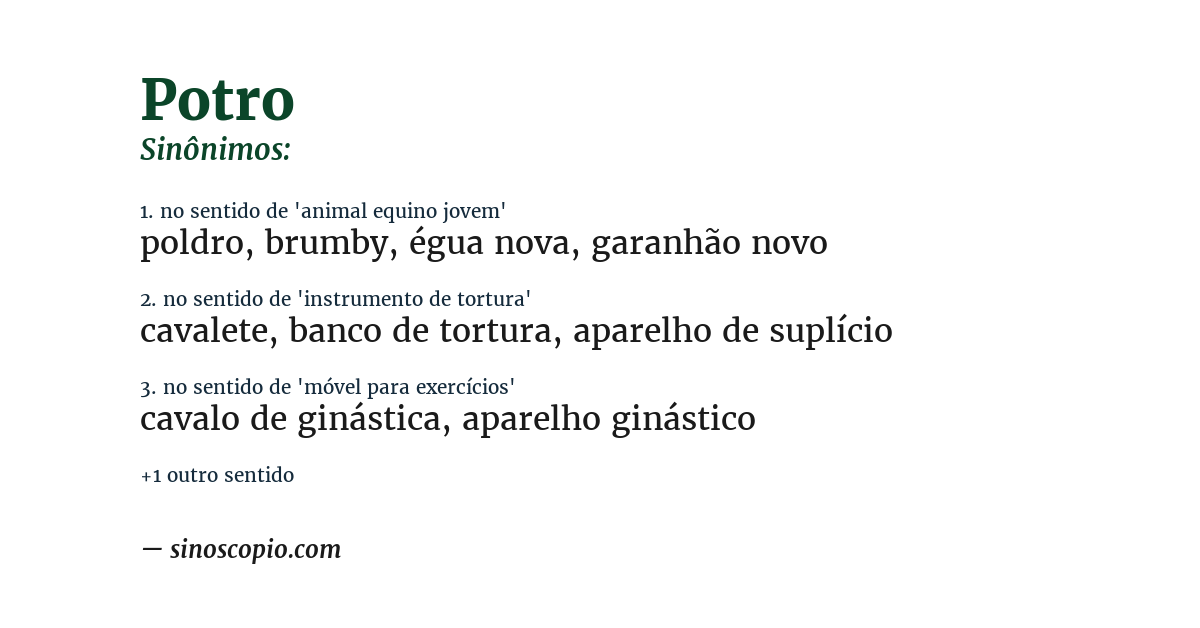 Sinônimo de potro