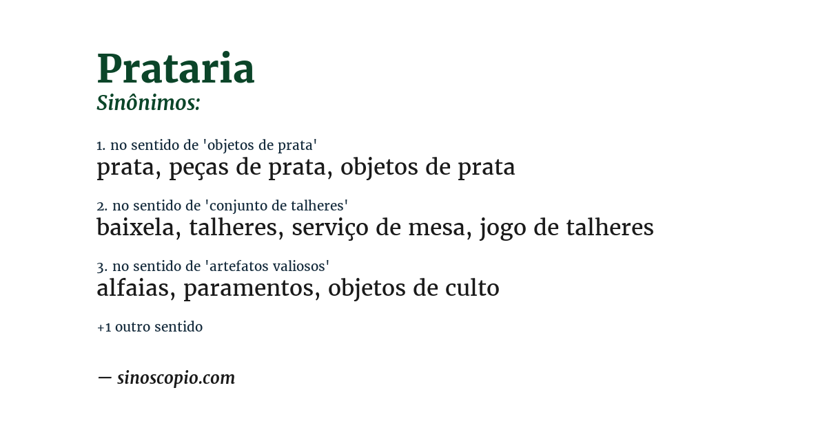 Sinônimo de prataria