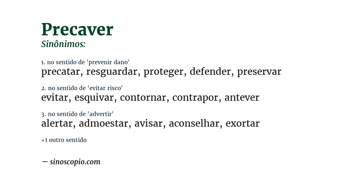 Sinônimo de precaver