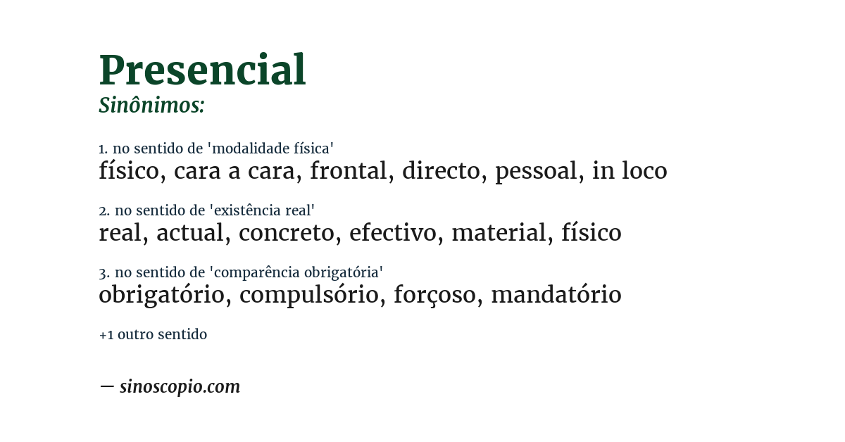 Sinônimo de presencial