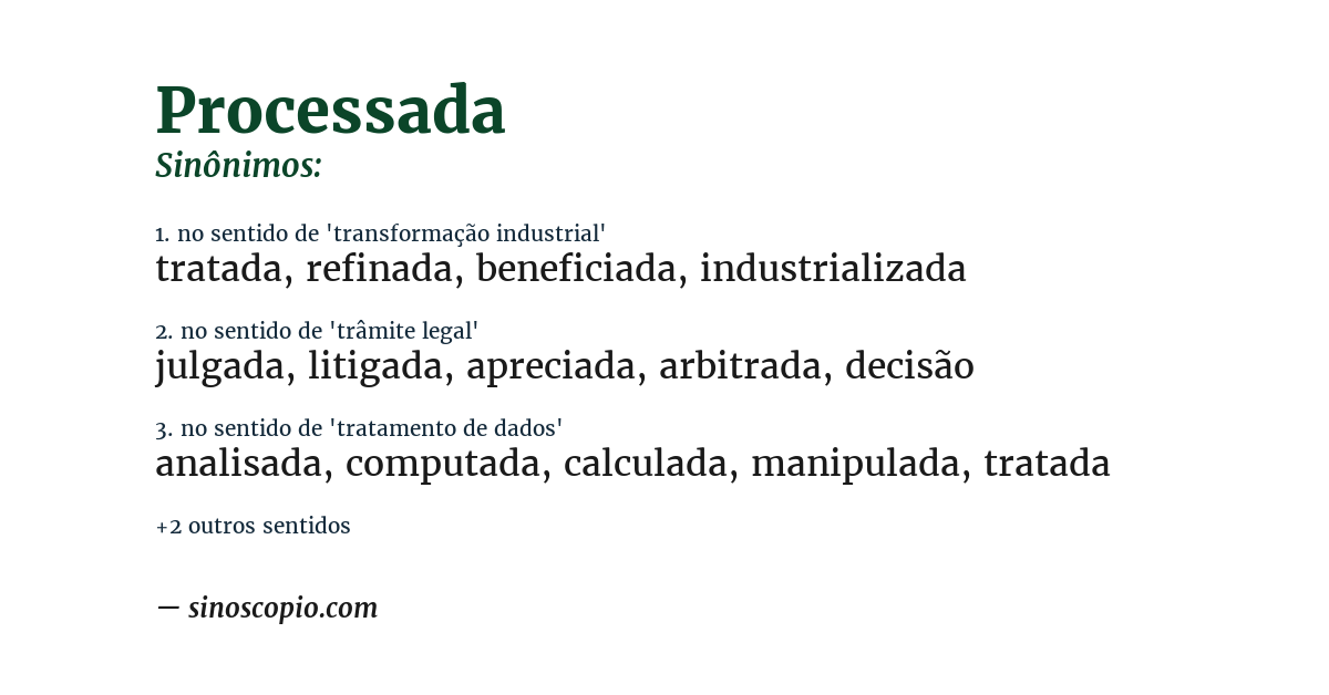 Sinônimo de processada