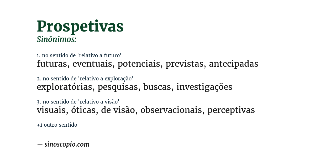 Sinônimo de prospetivas