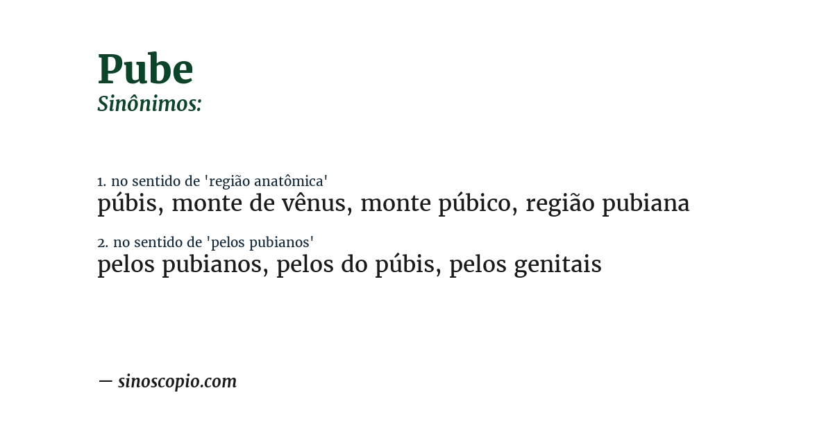 Sinônimo de pube