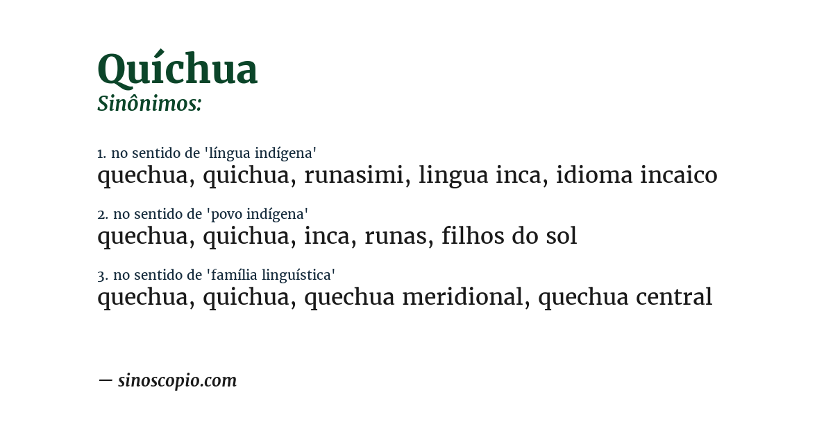 Sinônimo de quíchua