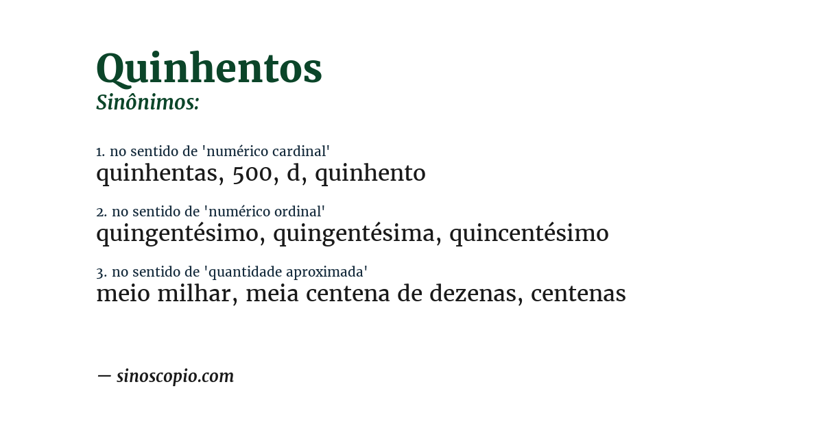 Sinônimo de quinhentos