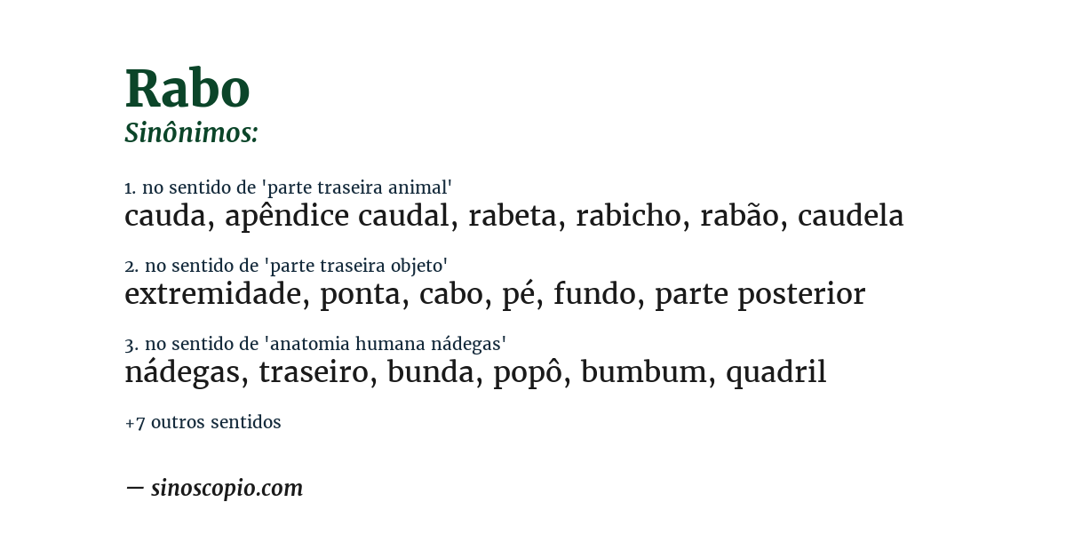 Sinônimo de rabo