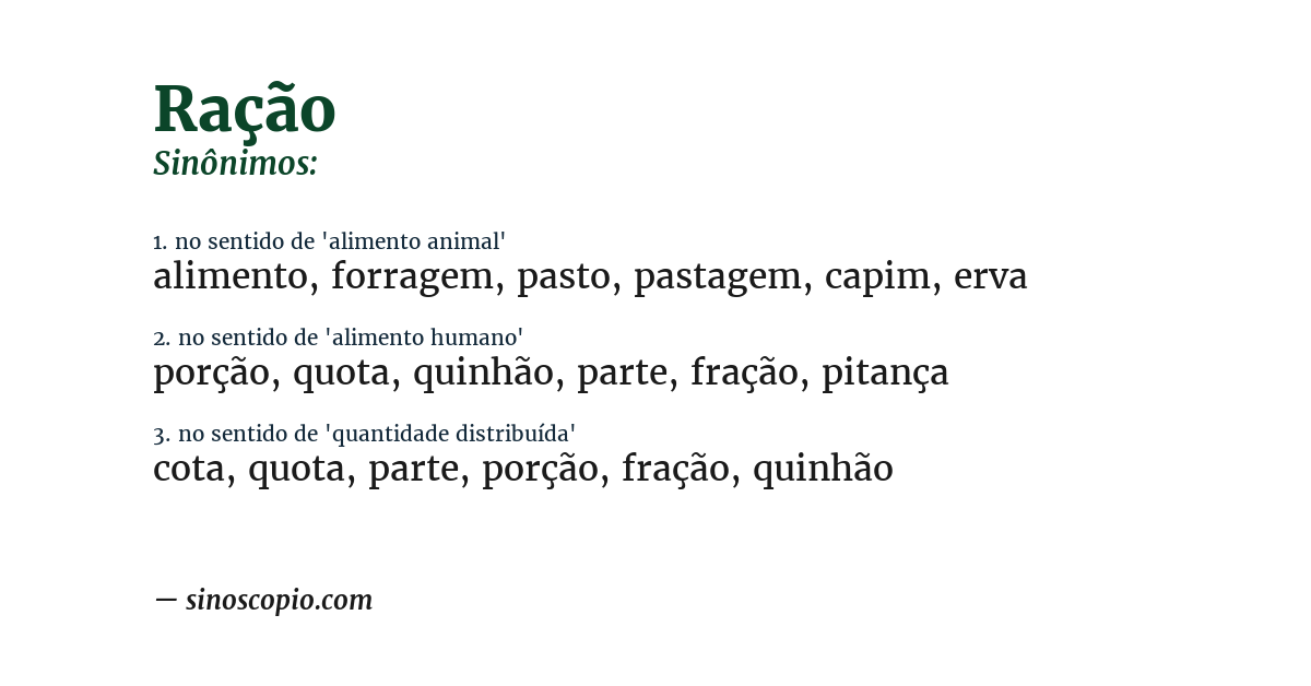 Sinônimo de ração