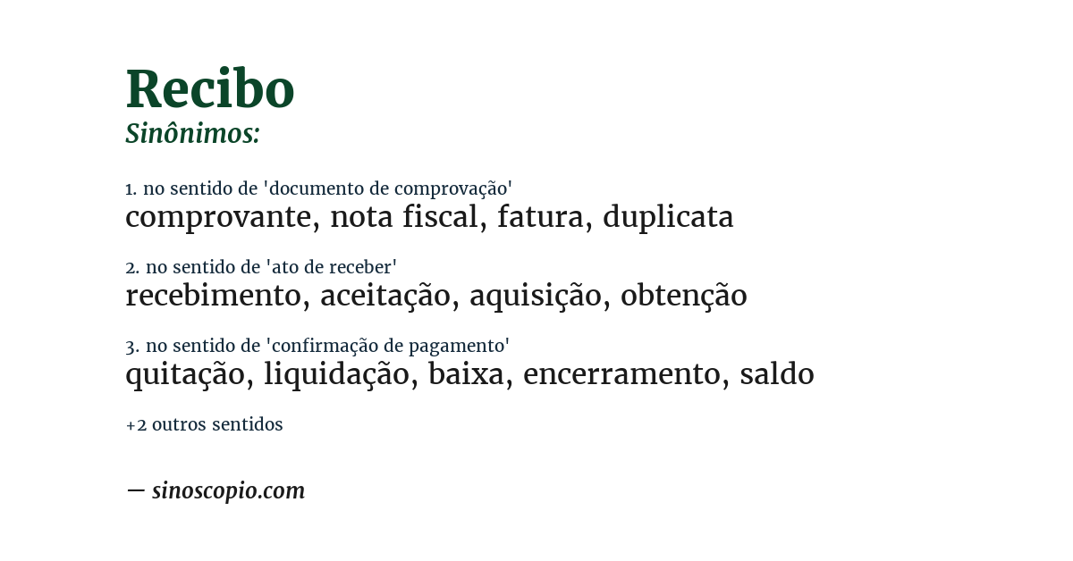Sinônimo de recibo