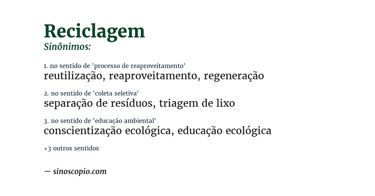 Sinônimo de reciclagem