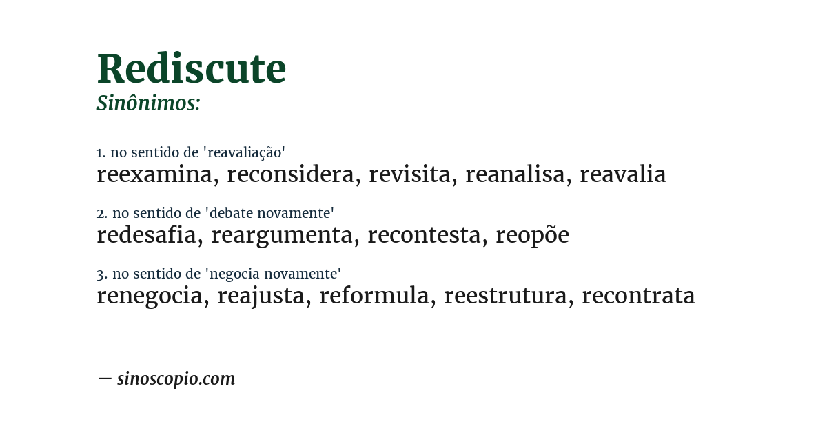 Sinônimo de rediscute