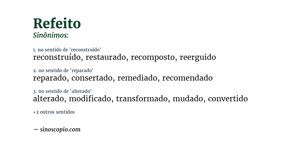Sinônimo de refeito