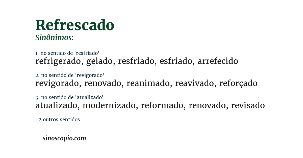 Sinônimo de refrescado