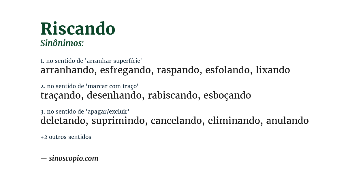 Sinônimo de riscando