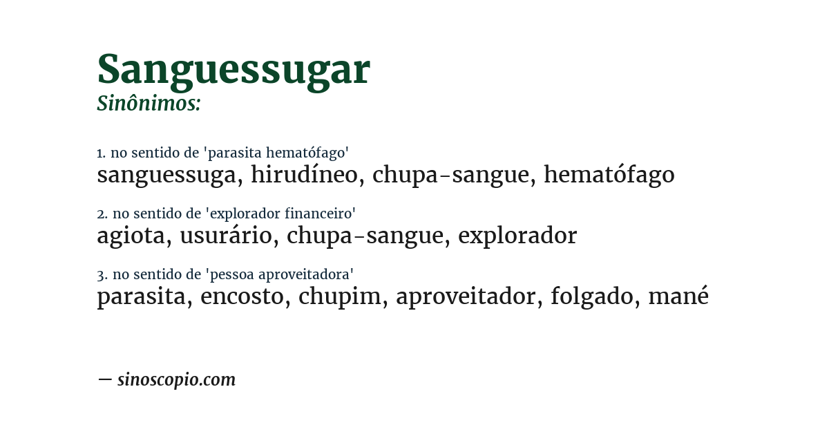 Sinônimo de sanguessugar