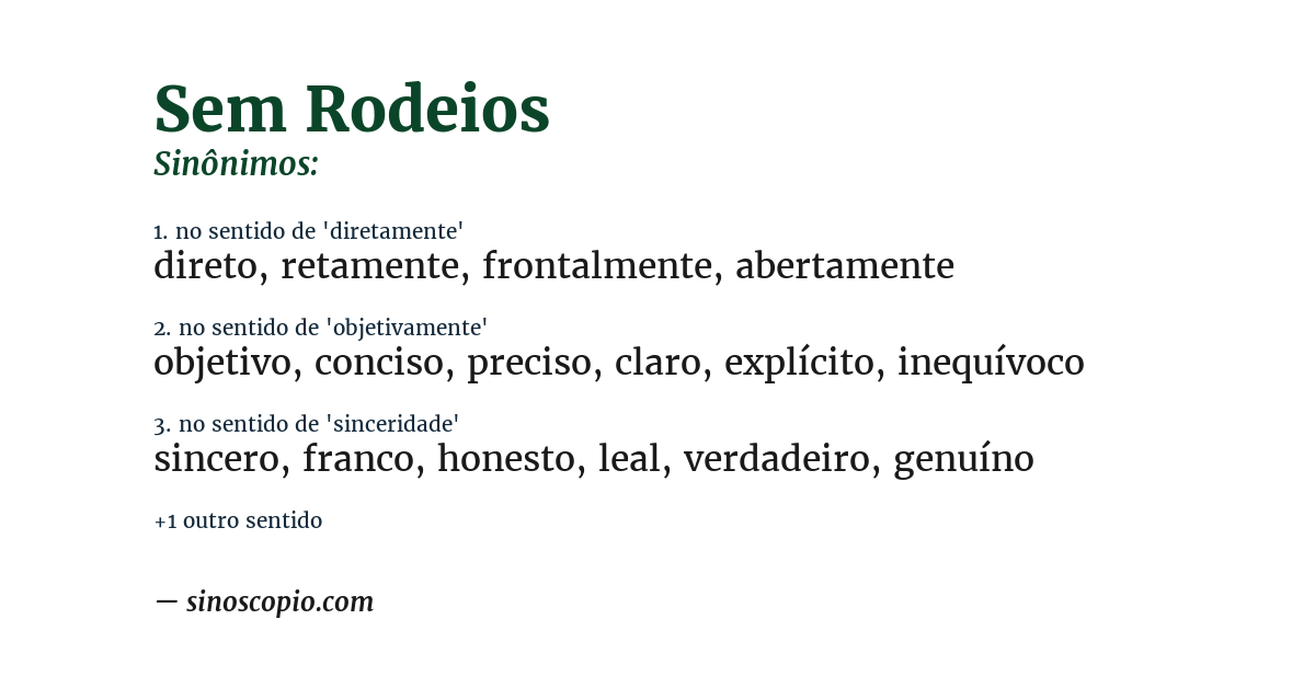 Sinônimo de sem rodeios