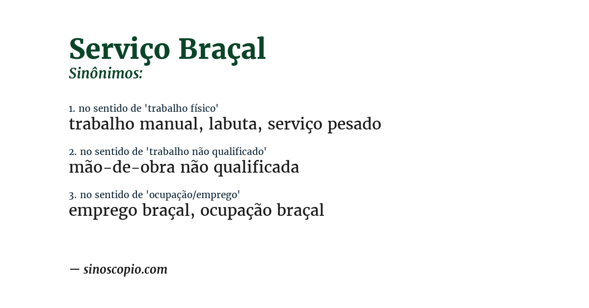 Sinônimo de serviço braçal