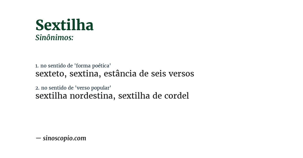 Sinônimo de sextilha