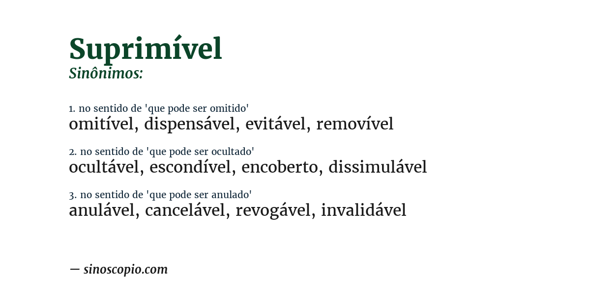 Sinônimo de suprimível