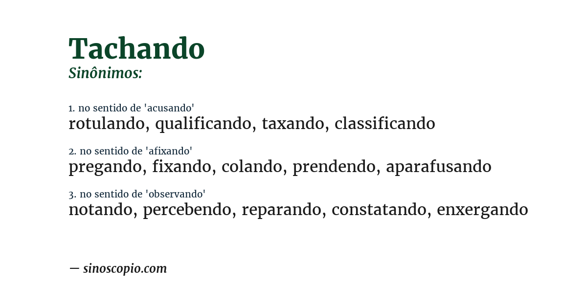 Sinônimo de tachando
