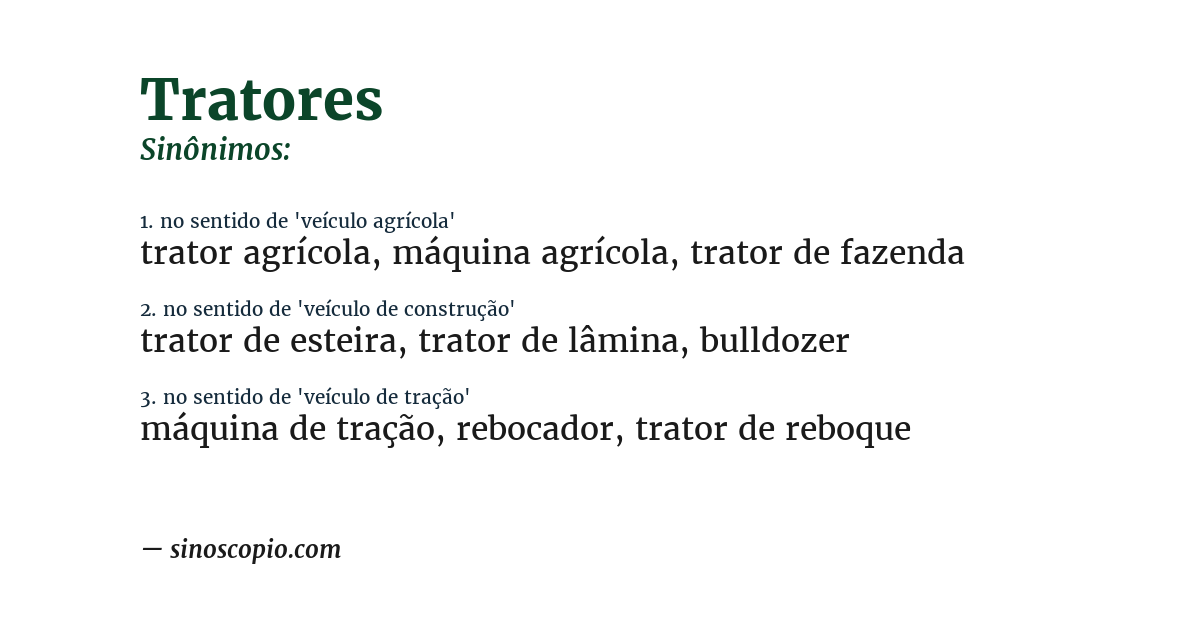 Sinônimo de tratores