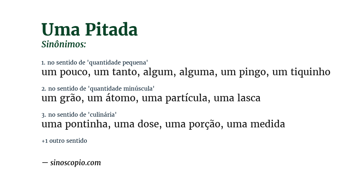 Sinônimo de uma pitada