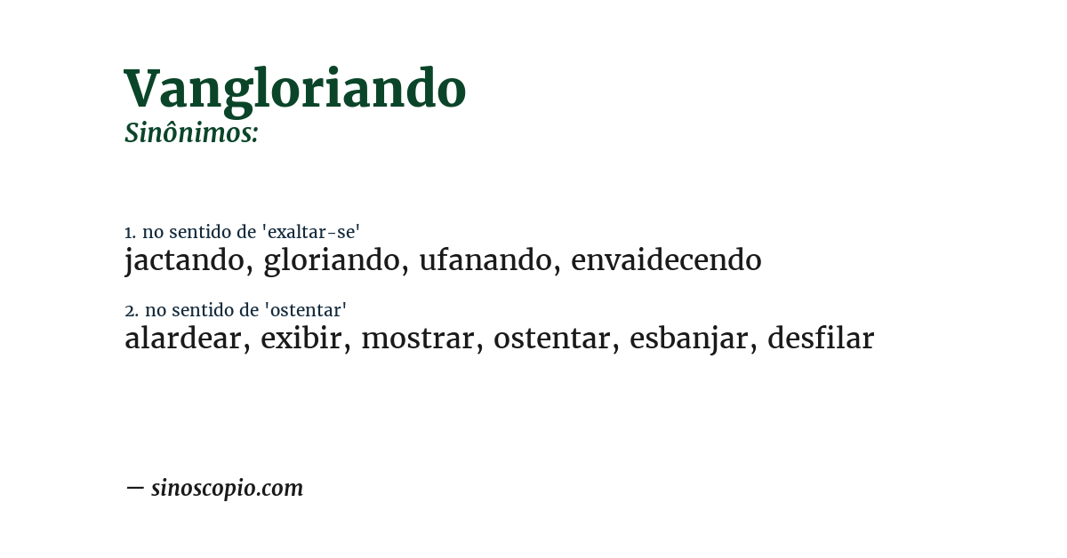 Sinônimo de vangloriando