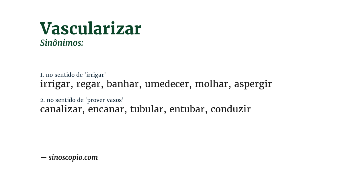 Sinônimo de vascularizar
