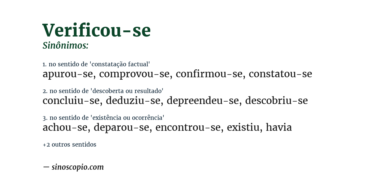 Sinônimo de verificou-se