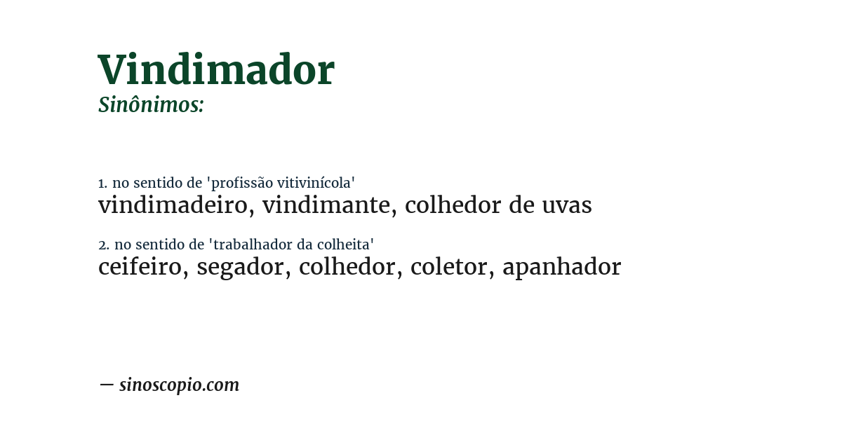 Sinônimo de vindimador