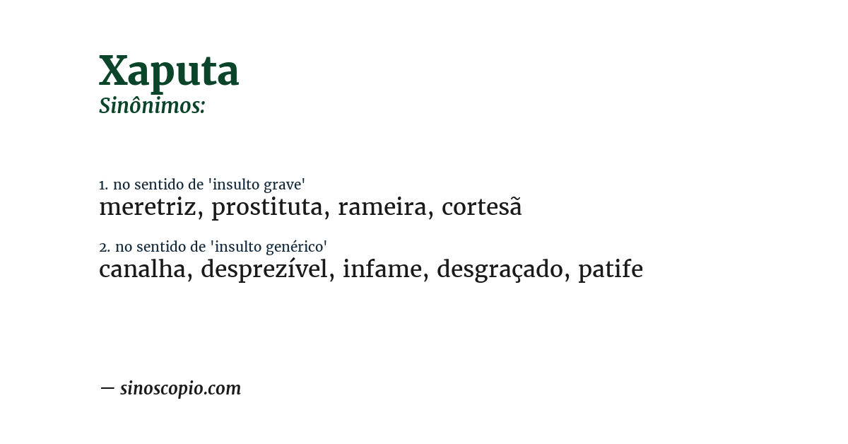 Sinônimo de xaputa