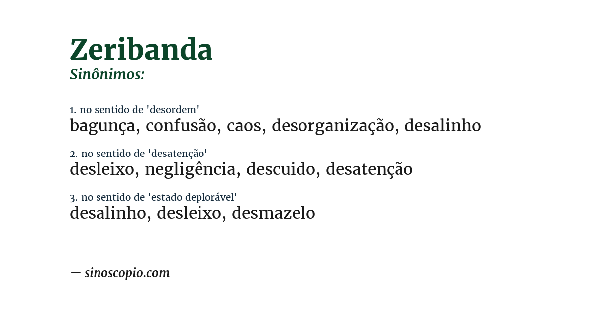 Sinônimo de zeribanda
